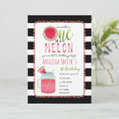 Eins in einem Melon Mason Jar Drink ersten Geburts Einladung (Stehend Vorderseite)