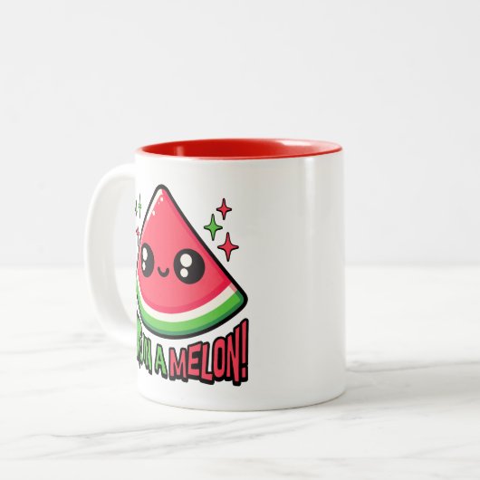 Eins in einem Melon! Niedliche Wassermelone Pun Zweifarbige Tasse (Vorderseite Links)