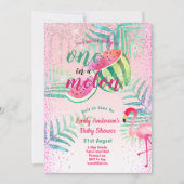 Eins in einem Melon Tropical Flamingo Watermelon P Einladung (Vorderseite)