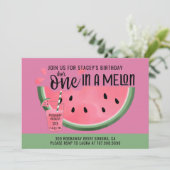 Eins in einem Melon Wassermelone 1. Geburtstag Einladung (Stehend Vorderseite)