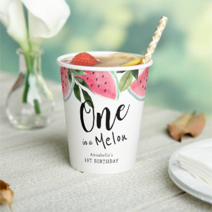 Eins in einem Melon Watermelon 1. Geburtstagspapie Pappbecher