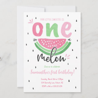 Eins in einem Melon Watermelon Einladung zum 1. Ge