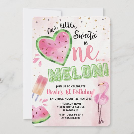 Eins in einem Melon Watermelon Einladung zum 1. Ge (Vorderseite)