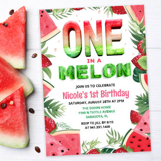 Eins in einem Melon Watermelon Einladung zum 1. Ge
