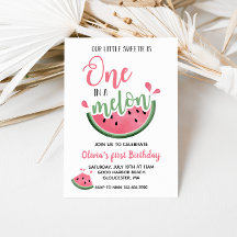 Eins in einem Melon Watermelon Einladung zum Gebur