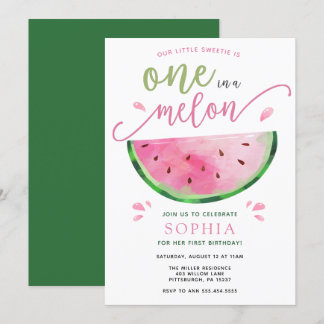 Eins in einem Melon Watermelon Geburtstagseinladun Einladung