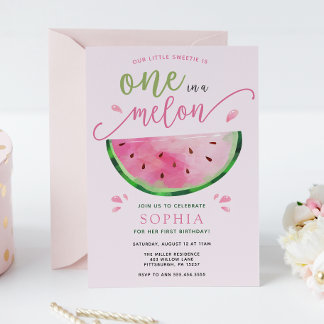 Eins in einem Melon Watermelon Geburtstagseinladun Einladung
