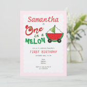 Eins in einem Melon Watermelon Niedlich Toy 1. Geb Einladung (Stehend Vorderseite)