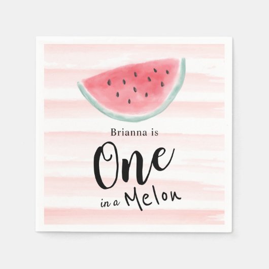 Eins in einem Melon Watermelon Streifen 1. Geburts Serviette (Vorderseite)