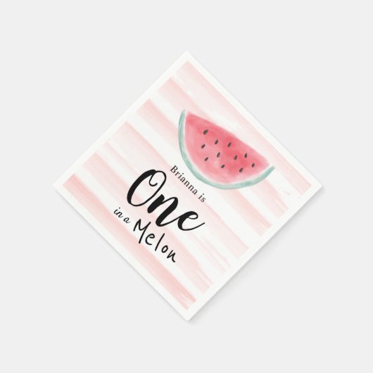 Eins in einem Melon Watermelon Streifen 1. Geburts Serviette (Ecke)