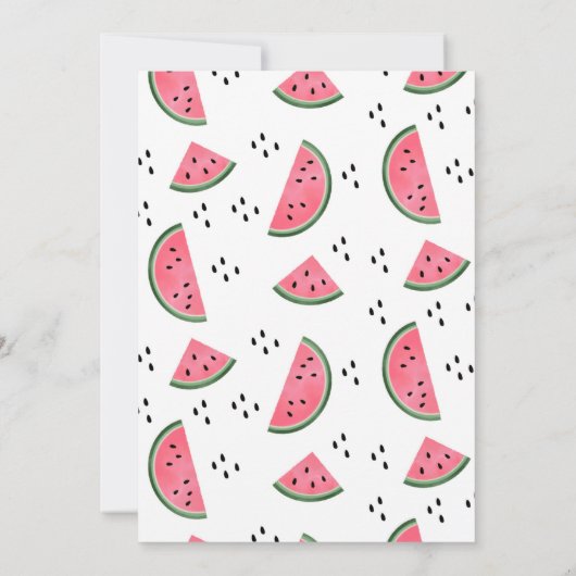 Eins in einem Melon Watermelon Twin Erster Geburts Einladung (Rückseite)