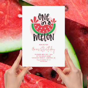 Eins in einem Melonenrosa 1. Geburtstag Einladung