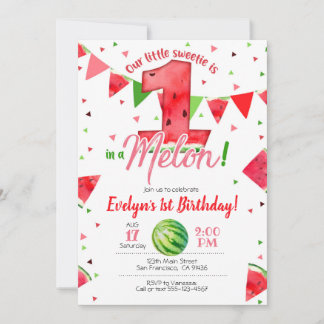 Eins in einer Melon-Einladung, Watermelon 1. Gebur Einladung