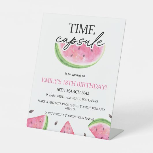 Eins in einer Melon Kapsel Wassermelone Time Kapse Sockelschild (Vorderseite)