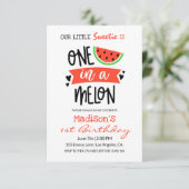 eins in einer Melone | Baby Birthday Einladung (Stehend Vorderseite)