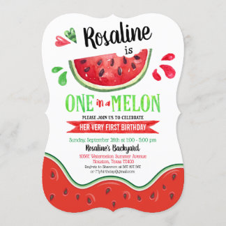 Eins in einer Melone Erster Geburtstag Einladung