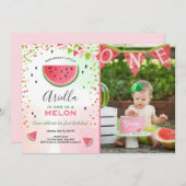 Eins in einer Melone Geburtstag Einladung Watermel (Vorne/Hinten)