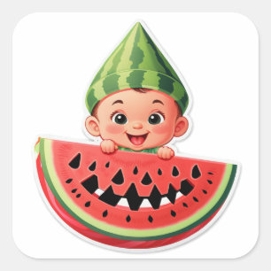 Eins in einer Melone – Süßeste 1. Geburtstagsüberr Quadratischer Aufkleber