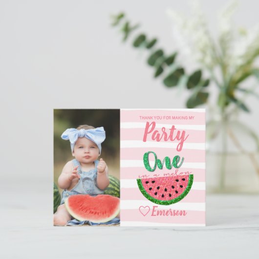 Eins in einer Melone, Wassermelone Danke, Bild Dankeskarte (Stehend Vorderseite)