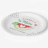 eins in einer Melone | Watermelon Birthday Pappteller (Schrägansicht)