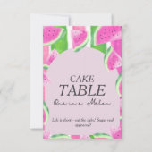 Eins in Melon CAKE TABLE Pink Watermelon Unterschr Einladung (Vorderseite)