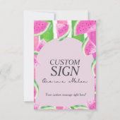 Eins in Melon Custom Pink Watermelon Zeichen Einladung (Rückseite)
