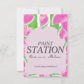 Eins in Melon Paint Station Pink Watermelon Zeiche Einladung (Vorderseite)
