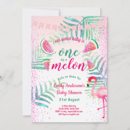 Eins in Melon Tropical Flamingo Watermelon Pink Einladung