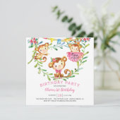 Eins ist Spaß Monkey 1. Geburtstag Einladung (Stehend Vorderseite)