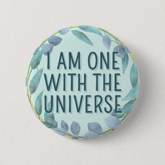 Eins mit dem Universum Blaue Botanische Affirmatio Button