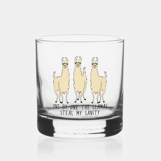 Eins nach dem anderen, die Llamas stehlen mein San Whiskyglas (Vorderseite)