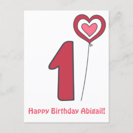 Eins! Niedliche Geburtstag Balloon - 1. Geburtstag Postkarte