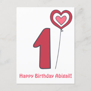 Eins! Niedliche Geburtstag Balloon - 1. Geburtstag Postkarte
