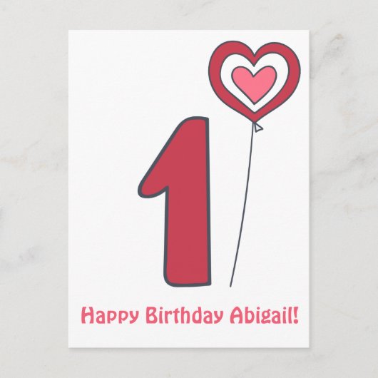 Eins! Niedliche Geburtstag Balloon - 1. Geburtstag Postkarte (Vorderseite)