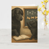 "Eins plus zwei ergibt Leckerli!" Karte (Gelbe Blume)