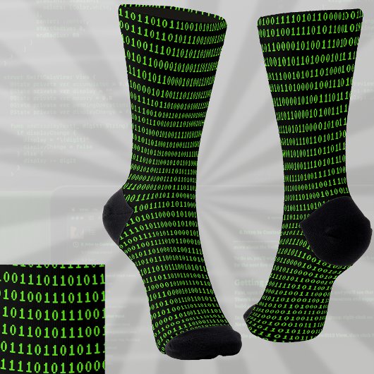 Eins und Zeroes Coding Green für schwarze Programm Socken
