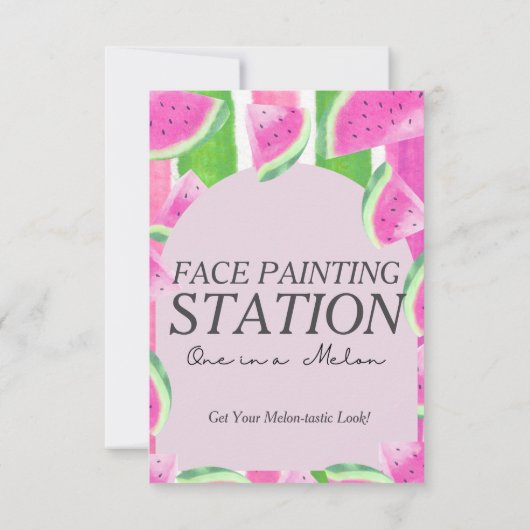 Eins von Melon Face Paint Station Watermelon Sign Einladung (Rückseite)