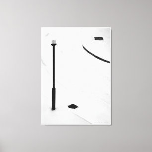 Eins, Zwei, Drei - Schnee, Schwarz und Weiß. Leinwanddruck