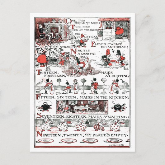 Eins, zwei, klopfen Sie mir den Schuh. Postkarte (Vorderseite)