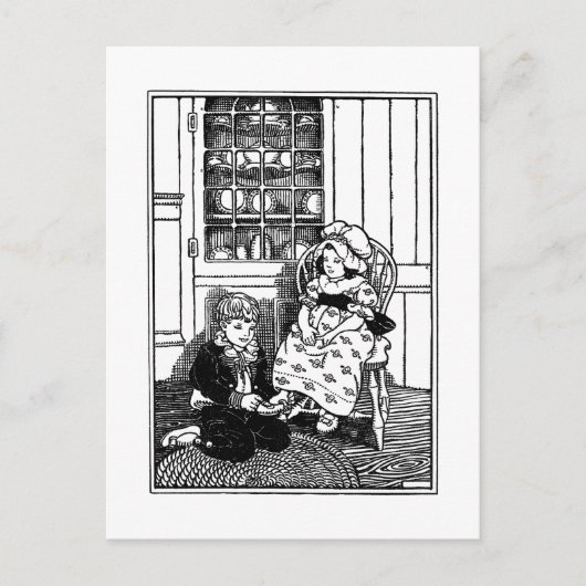 Eins, zwei, knöpfen Sie mir das Kinderzimmer-Rhyme Postkarte (Vorderseite)