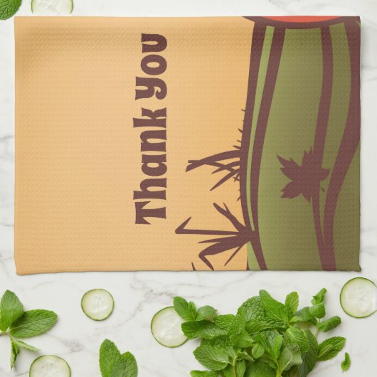 Einsam kürzen eines das Feld. Herbstblätter fallen Geschirrtuch (Gefaltet)