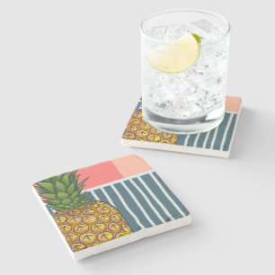 Einsame Ananas lebendiges Design Steinuntersetzer