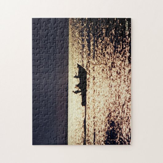 'Einsame Boote bei Twilight' Jigsaw Puzzle (Vertikal)