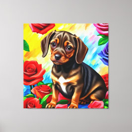 Einsame Dackel Mops Welpen Hunde Kunst Leinwanddruck