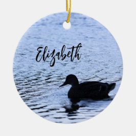Einsame Enten-Wildlife-Lake-Wasser-Ripple-Fotograf Keramik Ornament