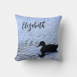 Einsame Enten-Wildlife-Lake-Wasser-Ripple-Fotograf Kissen