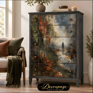 Einsame Figur Nebellandschaft Decoupage Seidenpapier