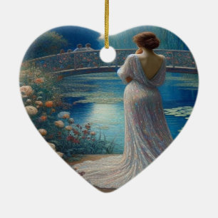 Einsame Frau, die den Valentinsbaum anderer betrac Keramik Ornament
