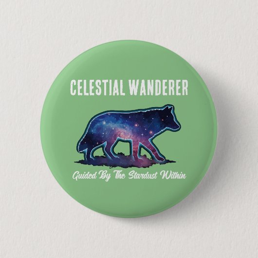 Einsame Galaxie-Wolf-Silhouette Button (Vorderseite)