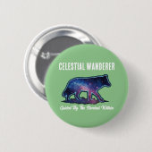 Einsame Galaxie-Wolf-Silhouette Button (Vorne & Hinten)